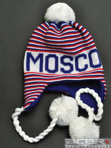 Pilot beanie with pom poms
