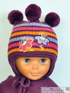 Purple beanie with pompoms