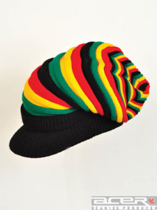 Reggae beanie with peak