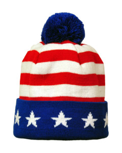 america beanie with pompom